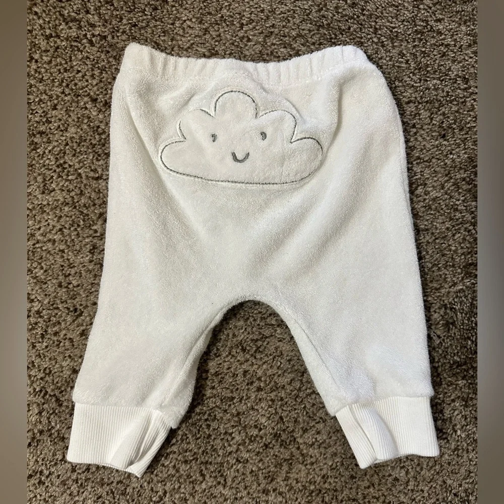 Carters baby white Terry zip and pants outfit